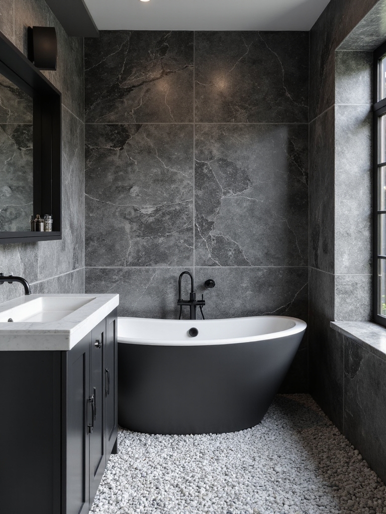 stylish black and white bathrooms