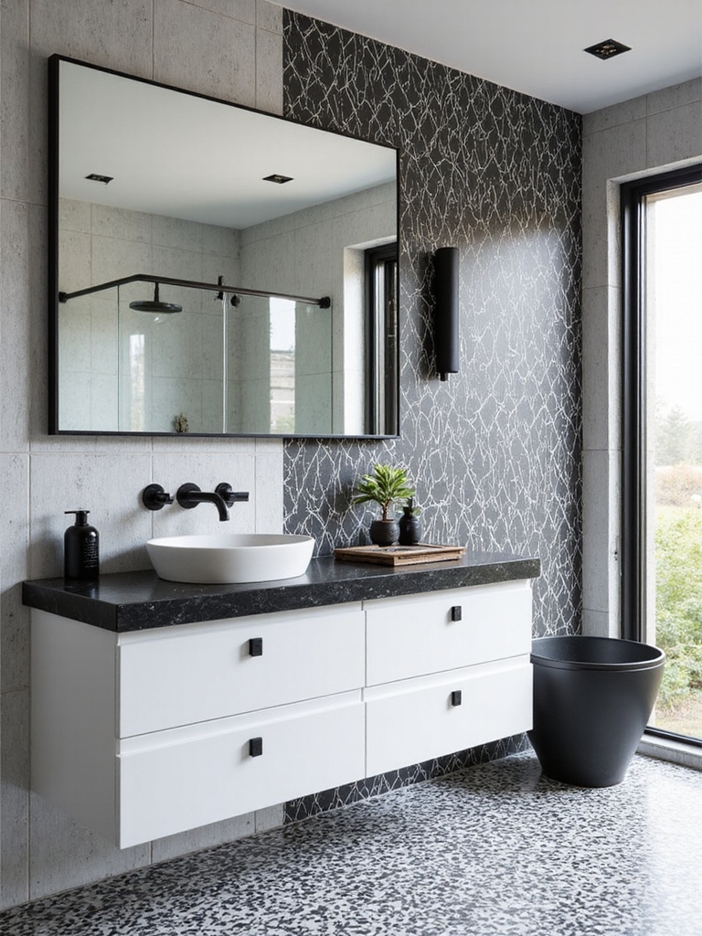 stylish black and white tiles