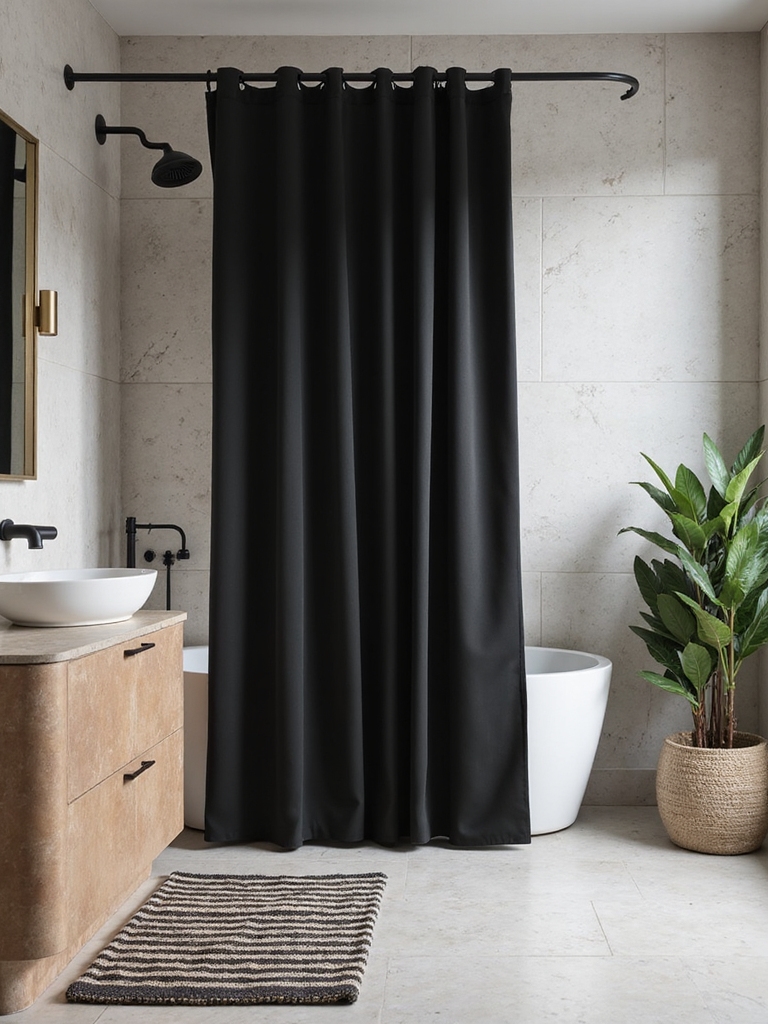stylish black shower curtains