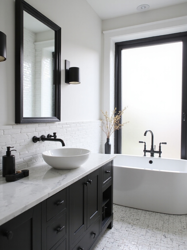 timeless contrast elevates bathrooms