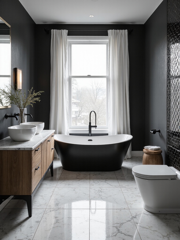 timeless contrast in bathrooms