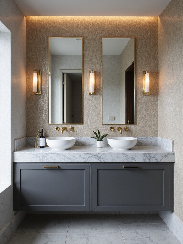 wallpaper enhances small bathrooms
