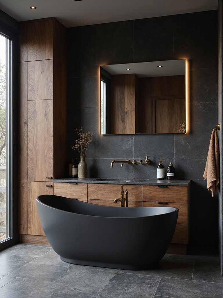 warm lighting black wood harmony