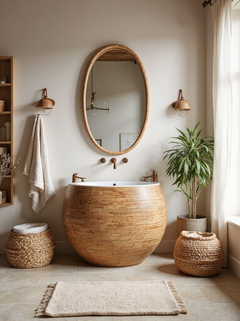 warm textures in bathrooms